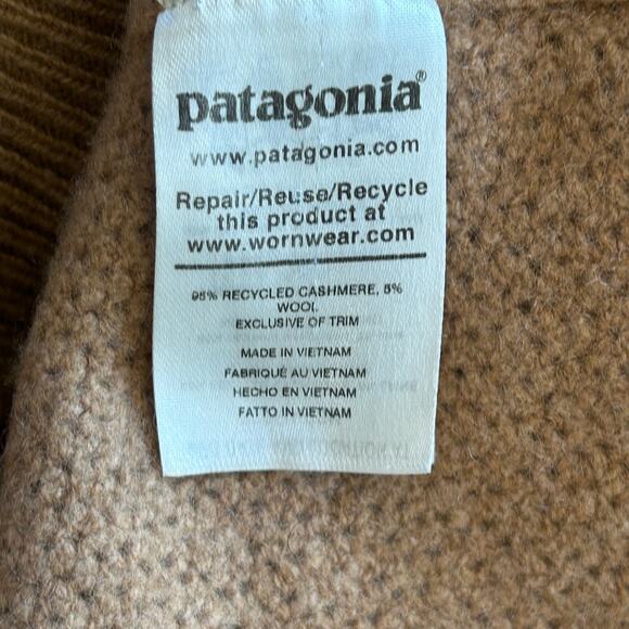 Patagonia Recycled Cashmere Wool Sweater Womens Small Brown Tan Knit Crew L/S - Picture 12 of 13